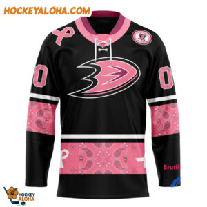 Anaheim Ducks In October We Wear Pink Breast Cancer Design Hockey Jersey 1