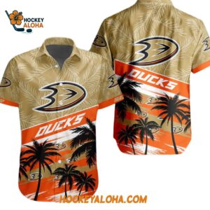 Anaheim Ducks Special Palm Tree Hawaiian Button Shirt 1