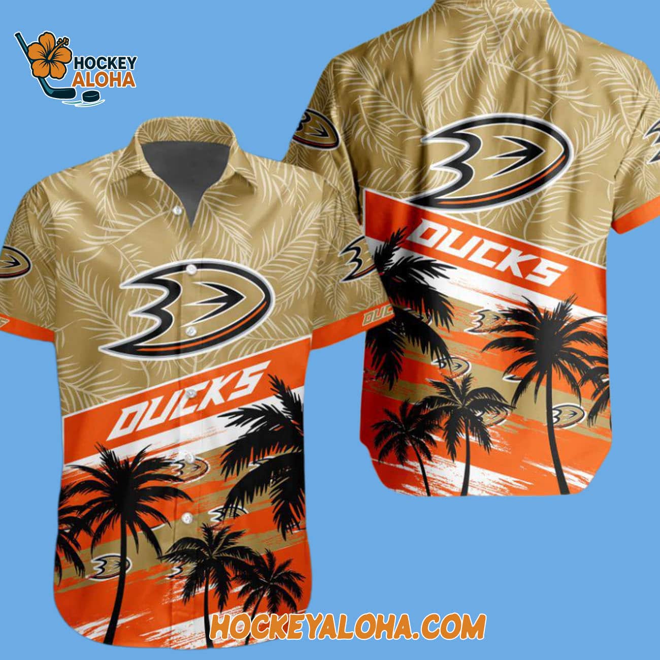 Anaheim Ducks Special Palm Tree Hawaiian Button Shirt Anaheim Ducks Special Palm Tree Hawaiian Button Shirt