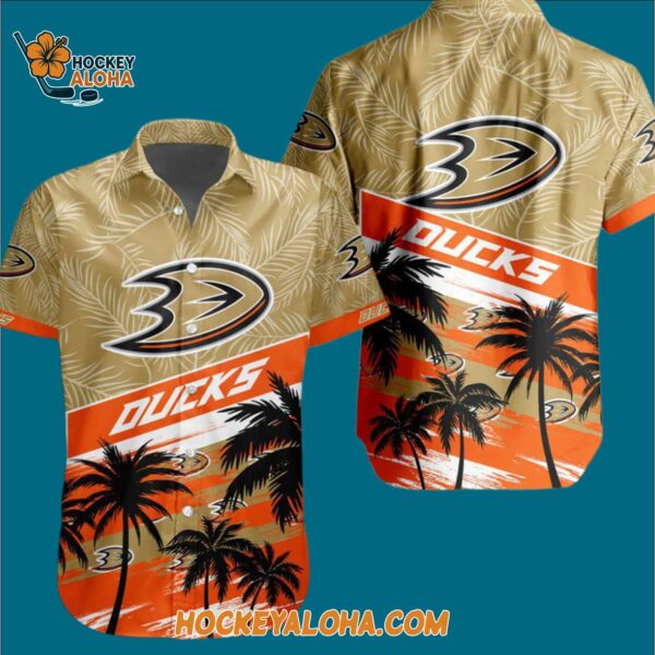 Anaheim Ducks Special Palm Tree Hawaiian Button Shirt 3