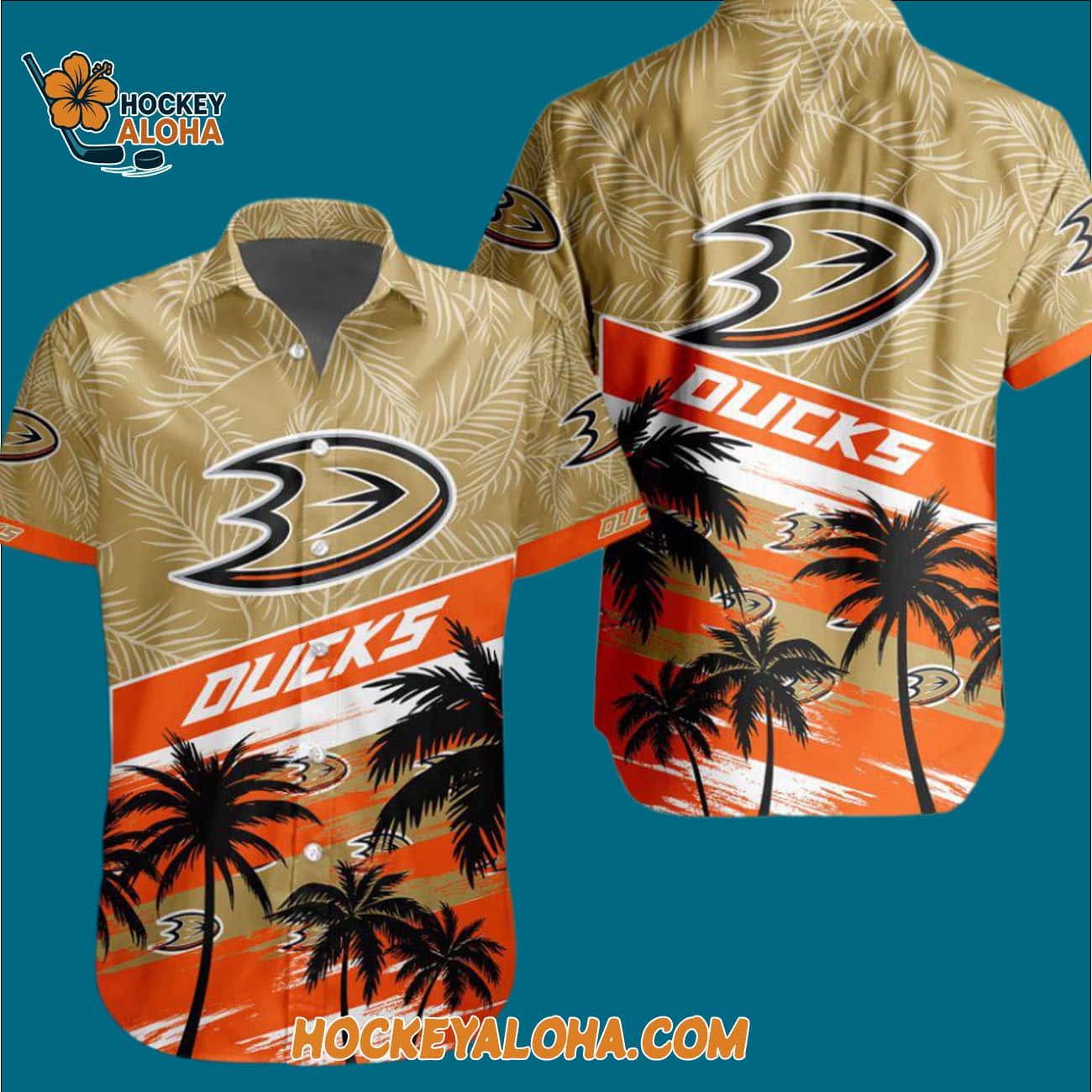 Anaheim Ducks Special Palm Tree Hawaiian Button Shirt Anaheim Ducks Special Palm Tree Hawaiian Button Shirt