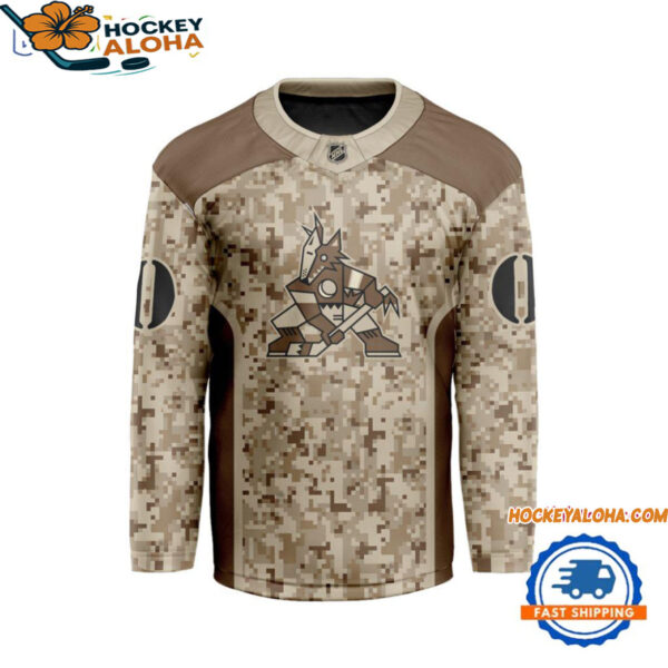 Anaheim Ducks Special Veterans Military Desert Camouflage Design Hockey Jersey 1 1