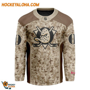 Anaheim Ducks Special Veterans Military Desert Camouflage Design Hockey Jersey 1