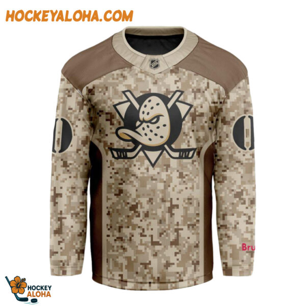 Anaheim Ducks Special Veterans Military Desert Camouflage Design Hockey Jersey 1