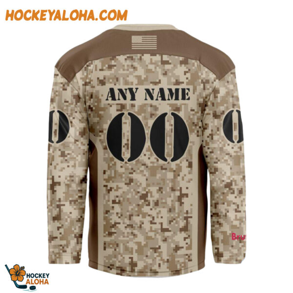 Anaheim Ducks Special Veterans Military Desert Camouflage Design Hockey Jersey 2