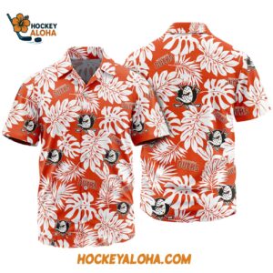 Anaheim Ducks Tropical Leafs Design Hawaiian Shirt 1