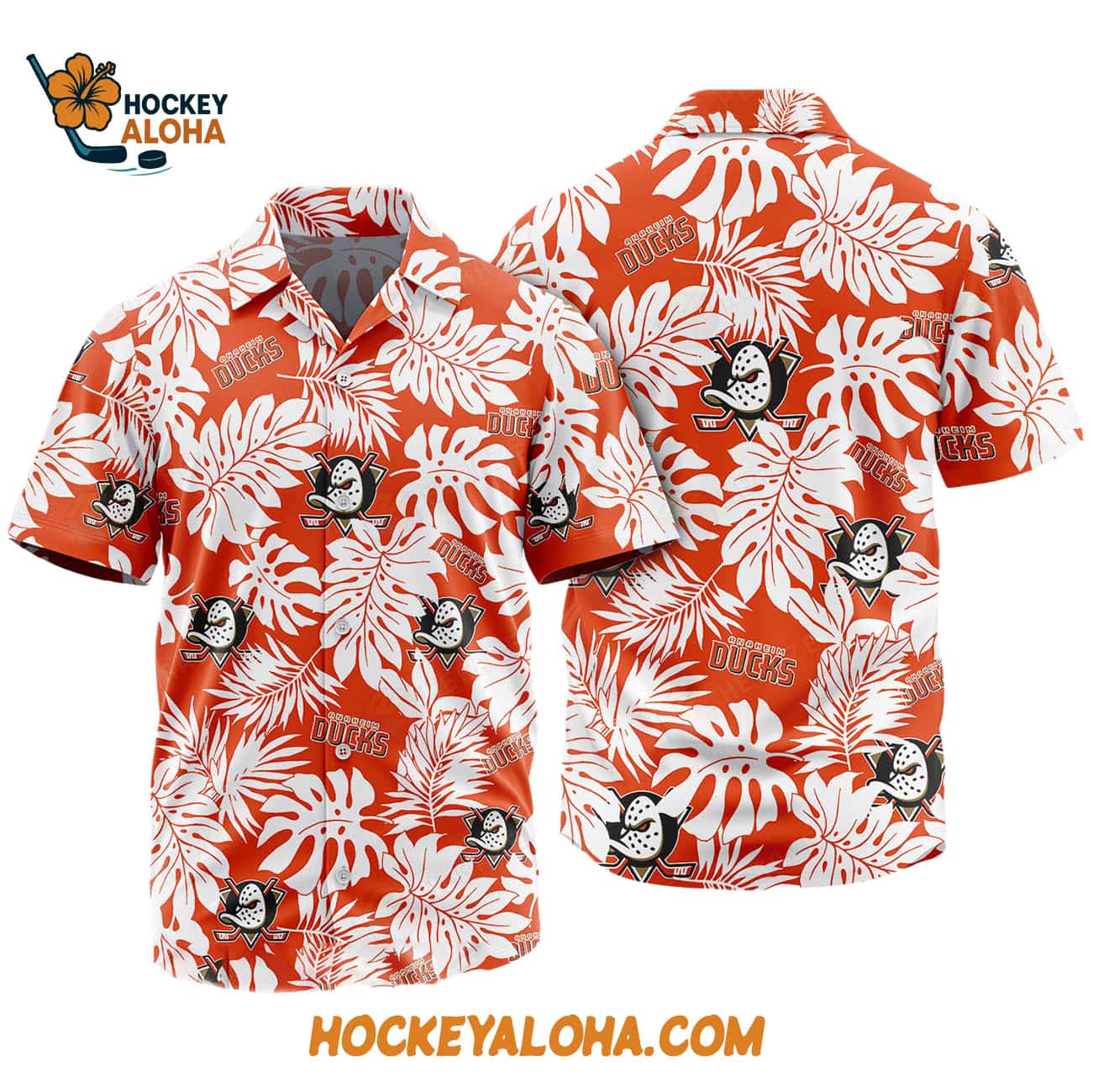 Anaheim Ducks Tropical Leafs Design Hawaiian Shirt Anaheim Ducks Tropical Leafs Design Hawaiian Shirt