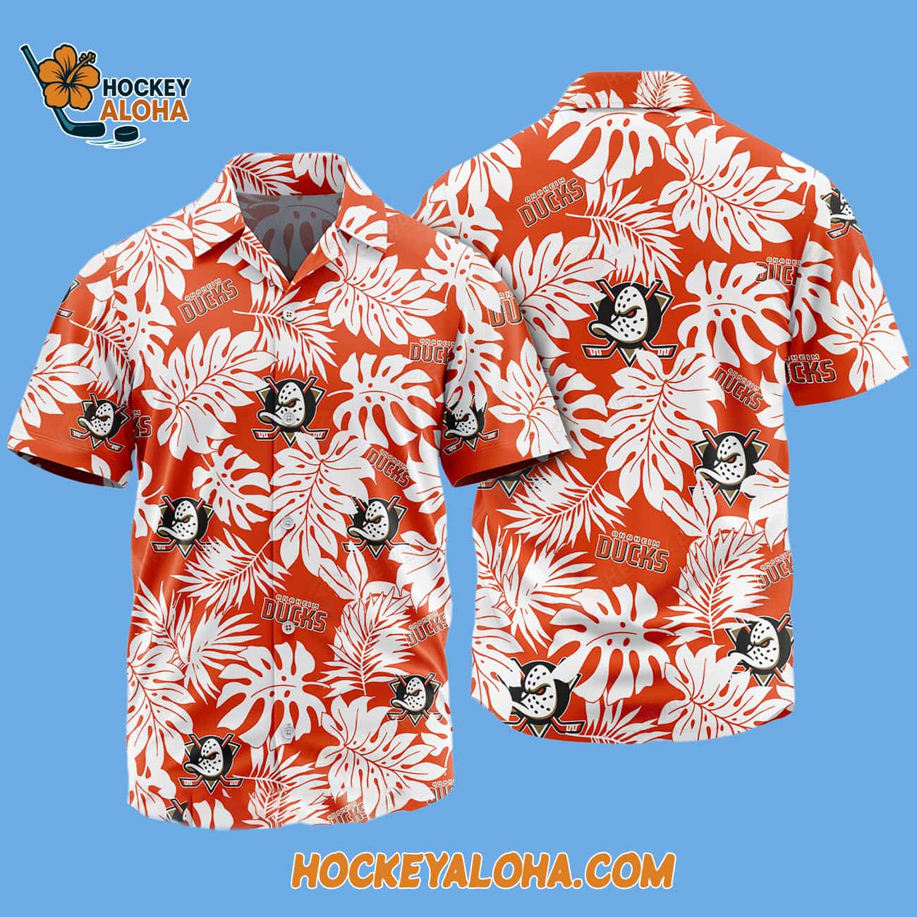 Anaheim Ducks Tropical Leafs Design Hawaiian Shirt Anaheim Ducks Tropical Leafs Design Hawaiian Shirt