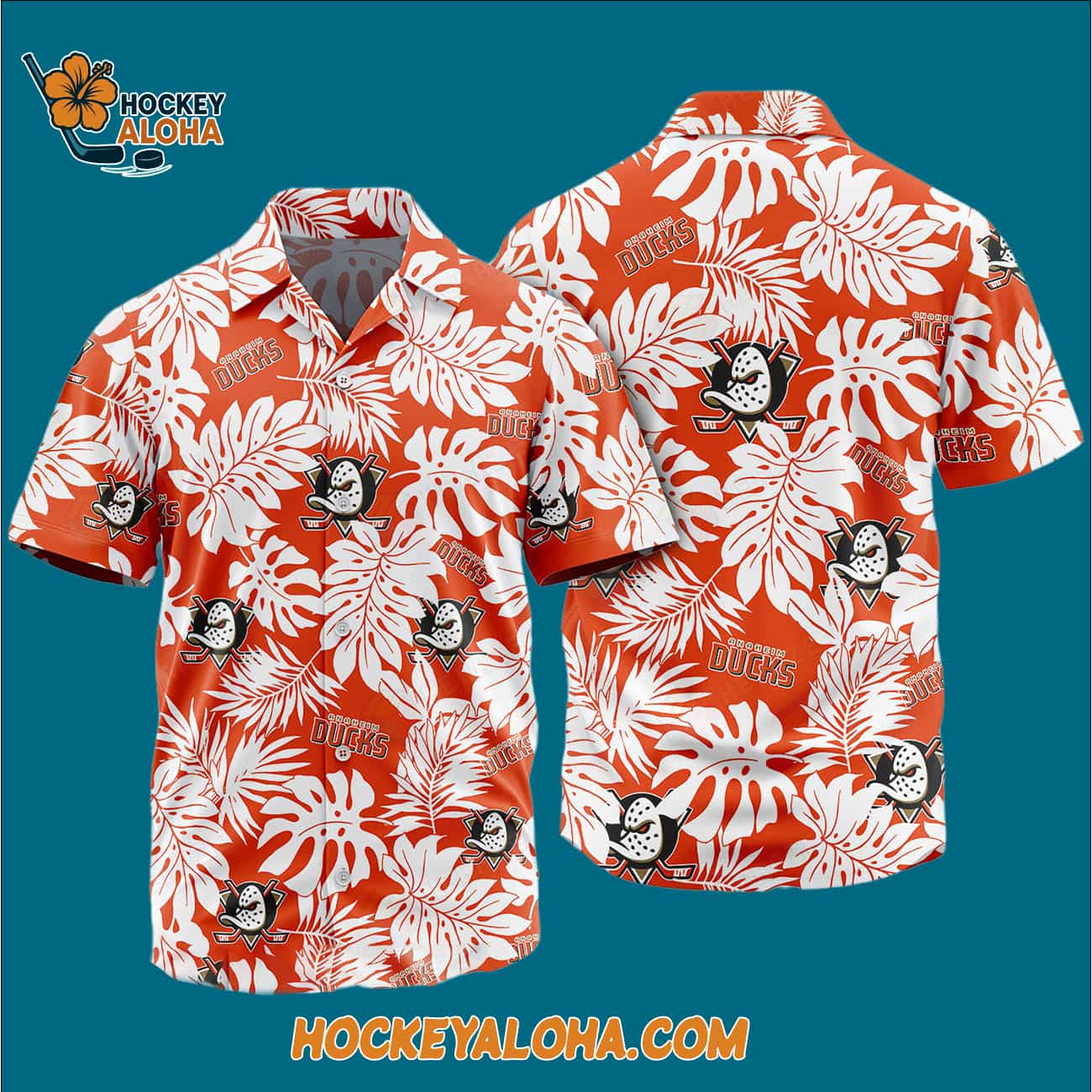 Anaheim Ducks Tropical Leafs Design Hawaiian Shirt Anaheim Ducks Tropical Leafs Design Hawaiian Shirt