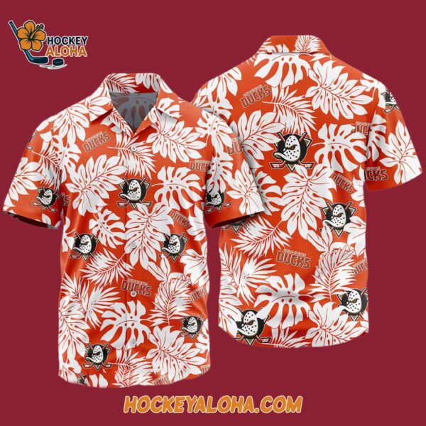 Anaheim Ducks Tropical Leafs Design Hawaiian Shirt 4