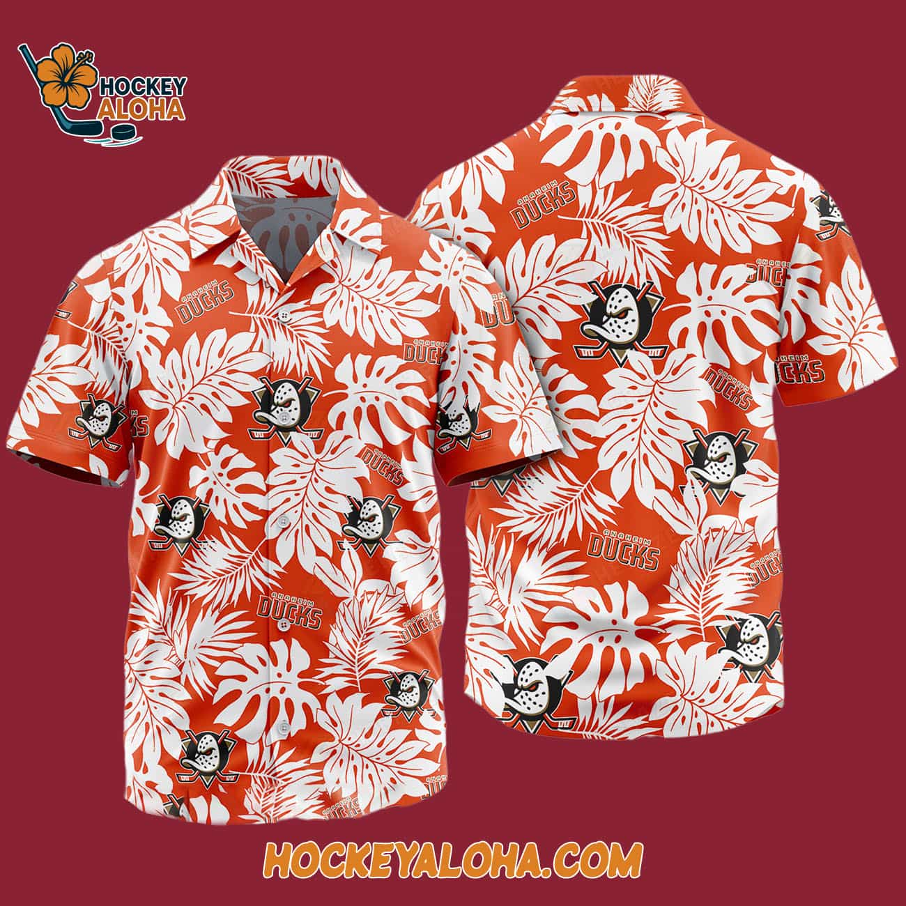 Anaheim Ducks Tropical Leafs Design Hawaiian Shirt Anaheim Ducks Tropical Leafs Design Hawaiian Shirt