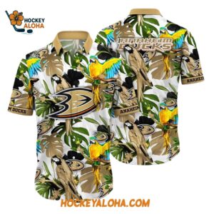 Anaheim Ducks Tropical Parrot Pattern Summer Hawaiian Shirt 1