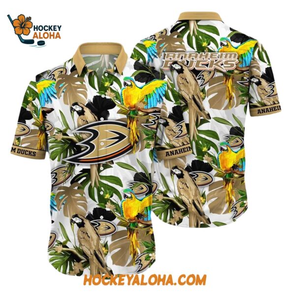 Anaheim Ducks Tropical Parrot Pattern Summer Hawaiian Shirt 1