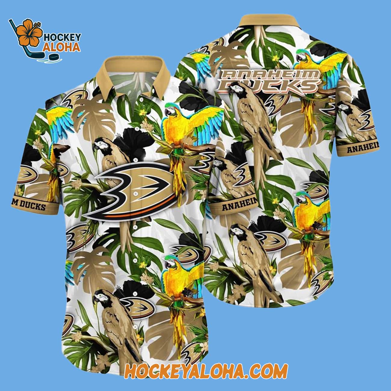 Anaheim Ducks Tropical Parrot Pattern Summer Hawaiian Shirt Anaheim Ducks Tropical Parrot Pattern Summer Hawaiian Shirt