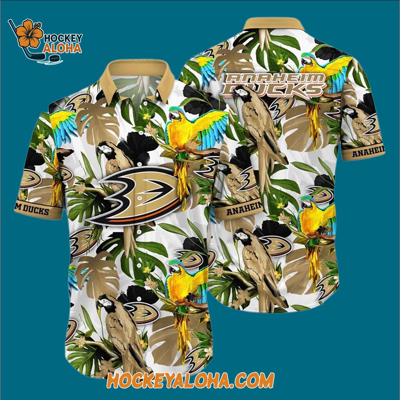 Anaheim Ducks Tropical Parrot Pattern Summer Hawaiian Shirt Anaheim Ducks Tropical Parrot Pattern Summer Hawaiian Shirt
