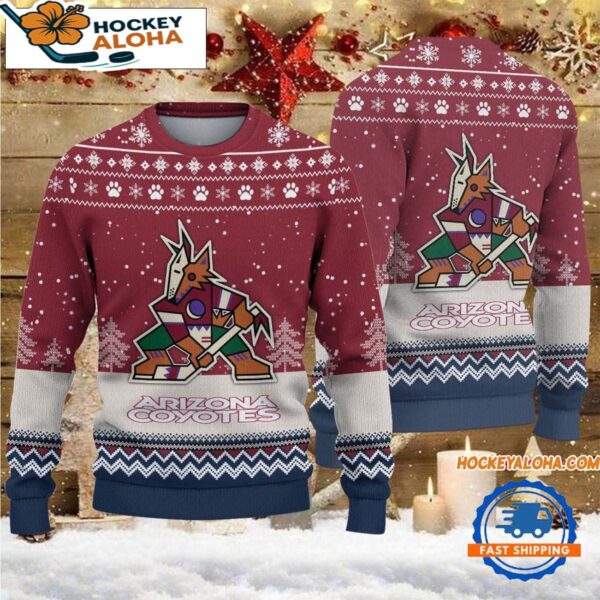 Arizona Coyotes Hockey Team Design New Christmas Ugly Sweater