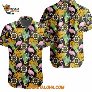 Boston Bruins Special Flamingo Hawaiian Button Shirt 1