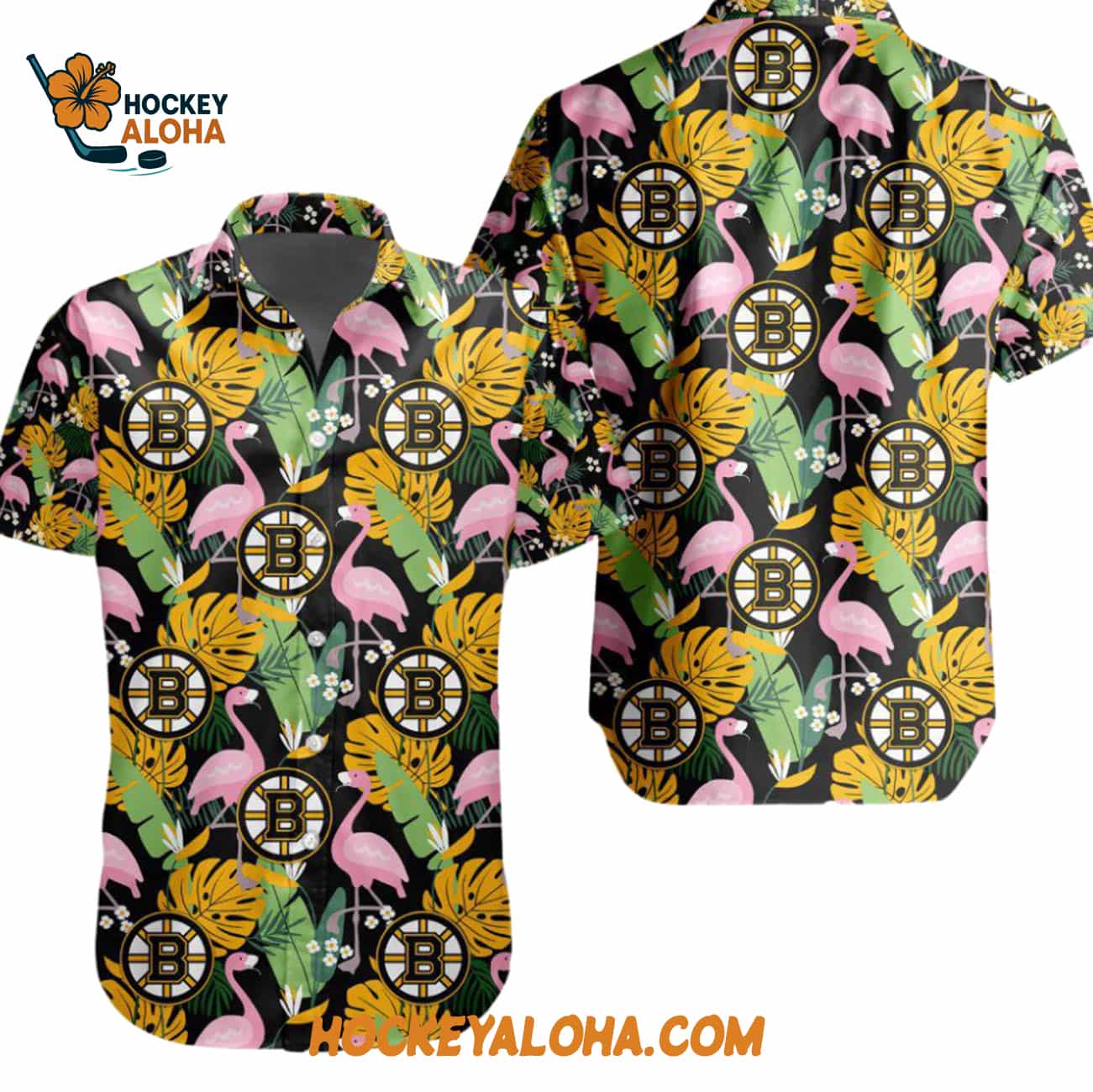 Boston Bruins Special Flamingo Hawaiian Button Shirt Boston Bruins Special Flamingo Hawaiian Button Shirt