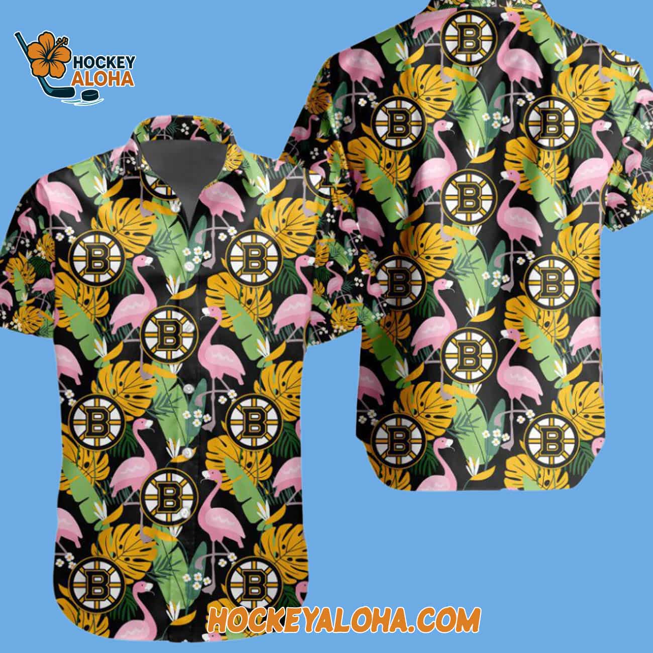 Boston Bruins Special Flamingo Hawaiian Button Shirt Boston Bruins Special Flamingo Hawaiian Button Shirt