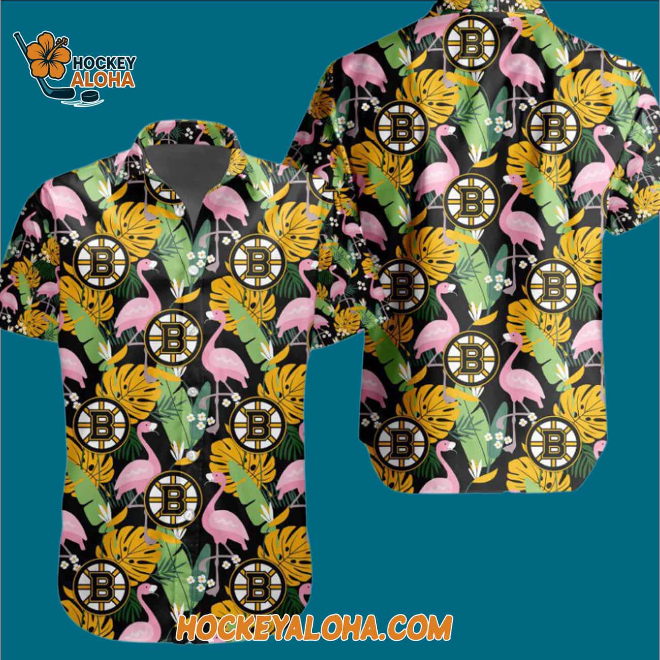 Boston Bruins Special Flamingo Hawaiian Button Shirt Boston Bruins Special Flamingo Hawaiian Button Shirt