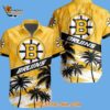 Boston Bruins Special Palm Tree Hawaiian Button Shirt 2