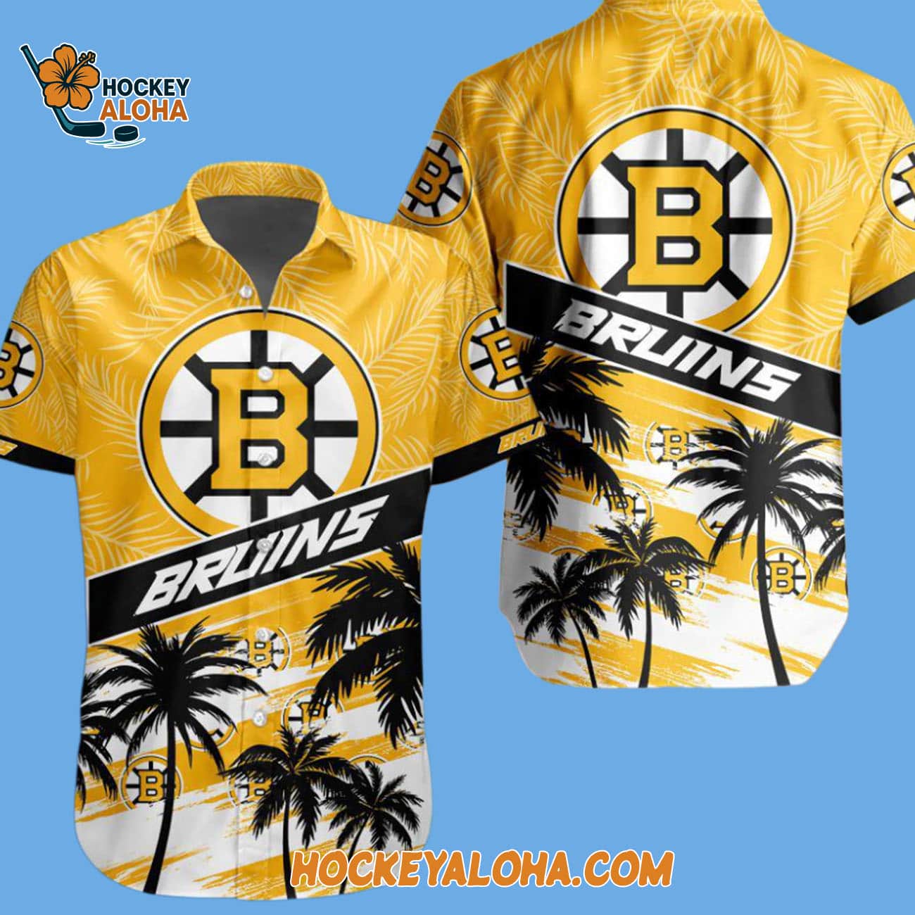 Boston Bruins Special Palm Tree Hawaiian Button Shirt Boston Bruins Special Palm Tree Hawaiian Button Shirt