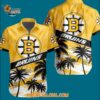 Boston Bruins Special Palm Tree Hawaiian Button Shirt 3