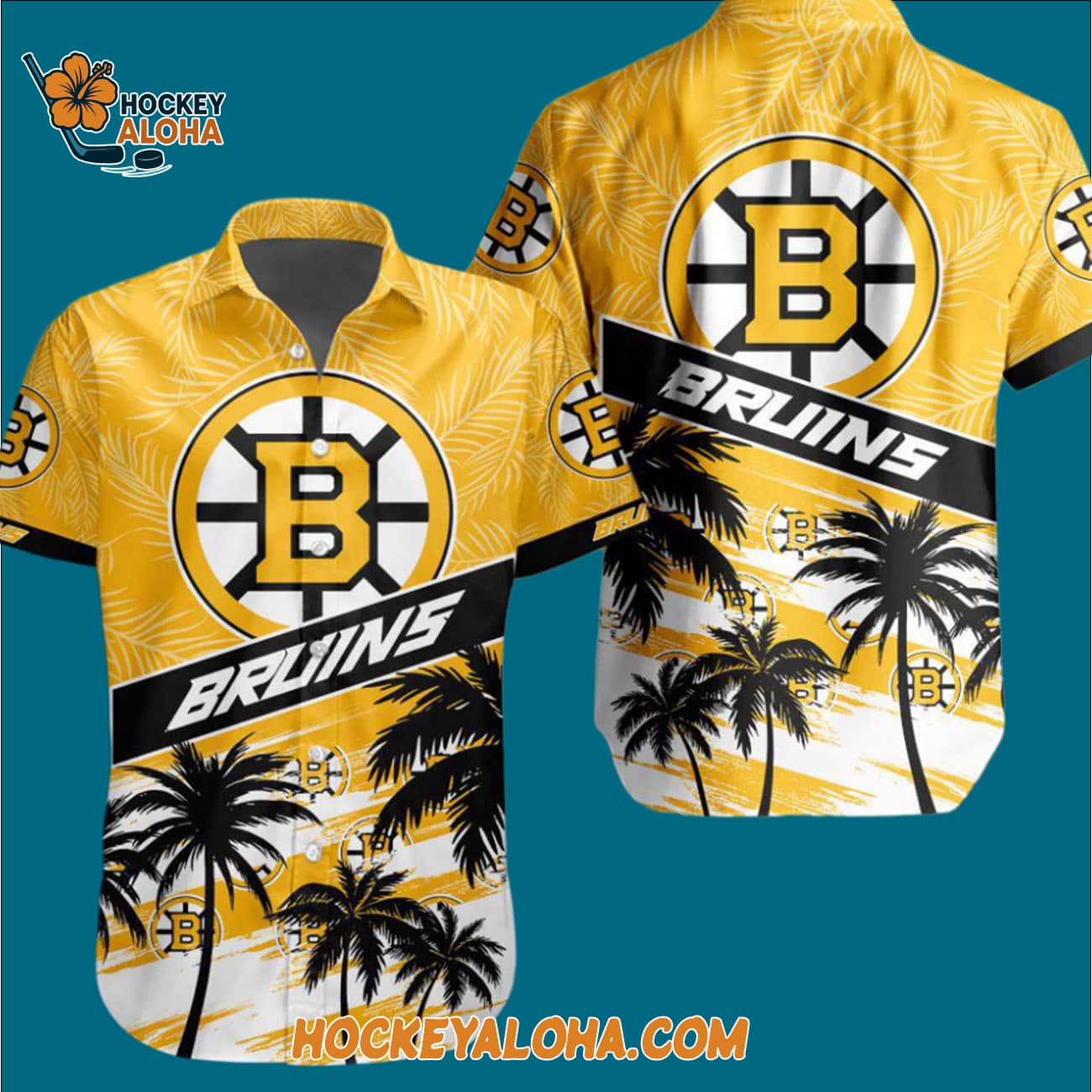 Boston Bruins Special Palm Tree Hawaiian Button Shirt Boston Bruins Special Palm Tree Hawaiian Button Shirt