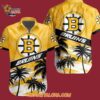 Boston Bruins Special Palm Tree Hawaiian Button Shirt 4
