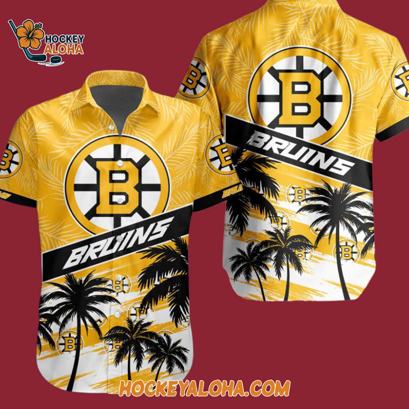 Boston Bruins Special Palm Tree Hawaiian Button Shirt Boston Bruins Special Palm Tree Hawaiian Button Shirt