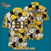 Boston Bruins Tropical Begonia Flower Pattern Summer Hawaiian Shirt 3