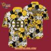 Boston Bruins Tropical Begonia Flower Pattern Summer Hawaiian Shirt 4
