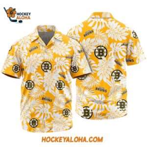 Boston Bruins Tropical Leafs Design Hawaiian Shirt 1