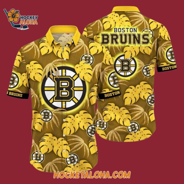 Boston Bruins Tropical Motifs Summer Hawaiian Shirt 4