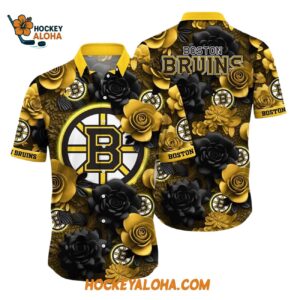 Boston Bruins Tropical Rose Pattern Summer Hawaiian Shirt 1