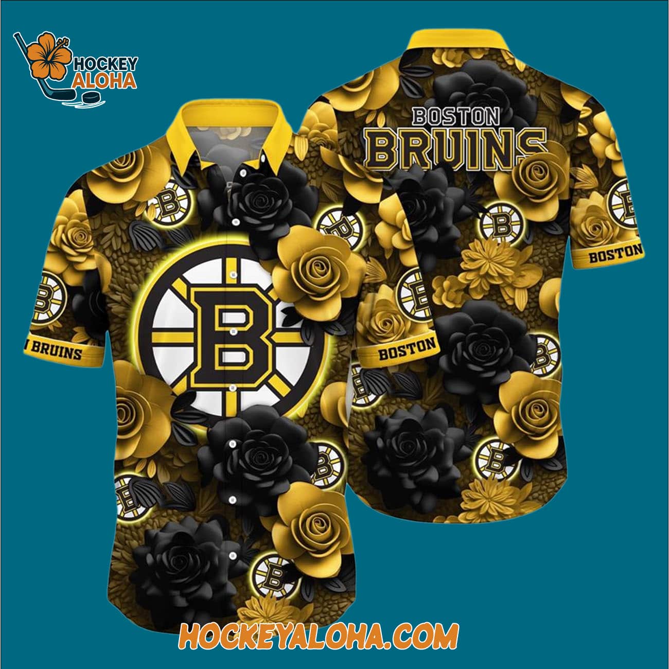 Boston Bruins Tropical Rose Pattern Summer Hawaiian Shirt Boston Bruins Tropical Rose Pattern Summer Hawaiian Shirt