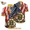 Boston Bruins With American Flag Pattern Summer Hawaiian Shirt 1