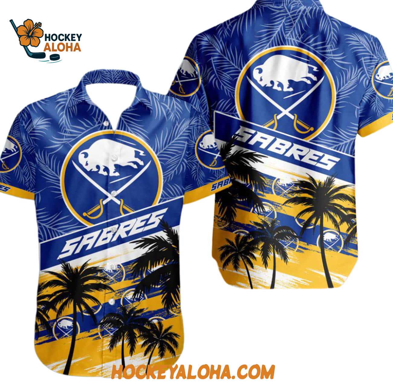 Buffalo Sabres Special Palm Tree Hawaiian Button Shirt Buffalo Sabres Special Palm Tree Hawaiian Button Shirt