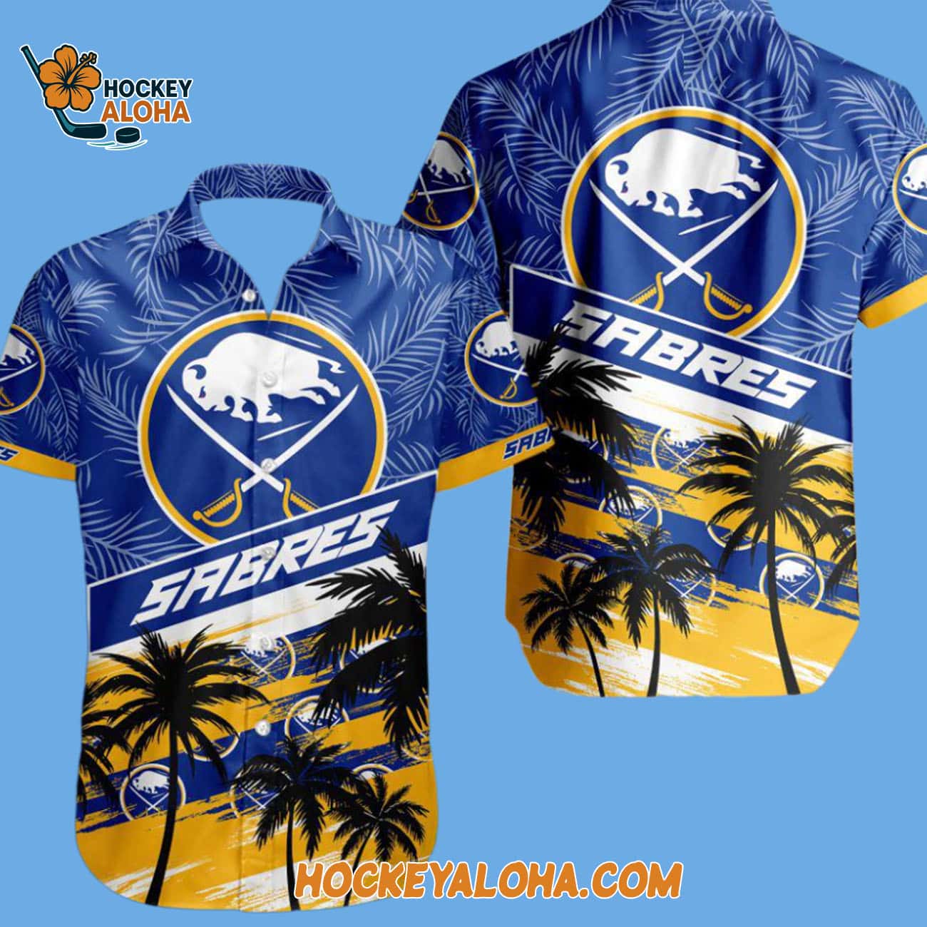 Buffalo Sabres Special Palm Tree Hawaiian Button Shirt Buffalo Sabres Special Palm Tree Hawaiian Button Shirt