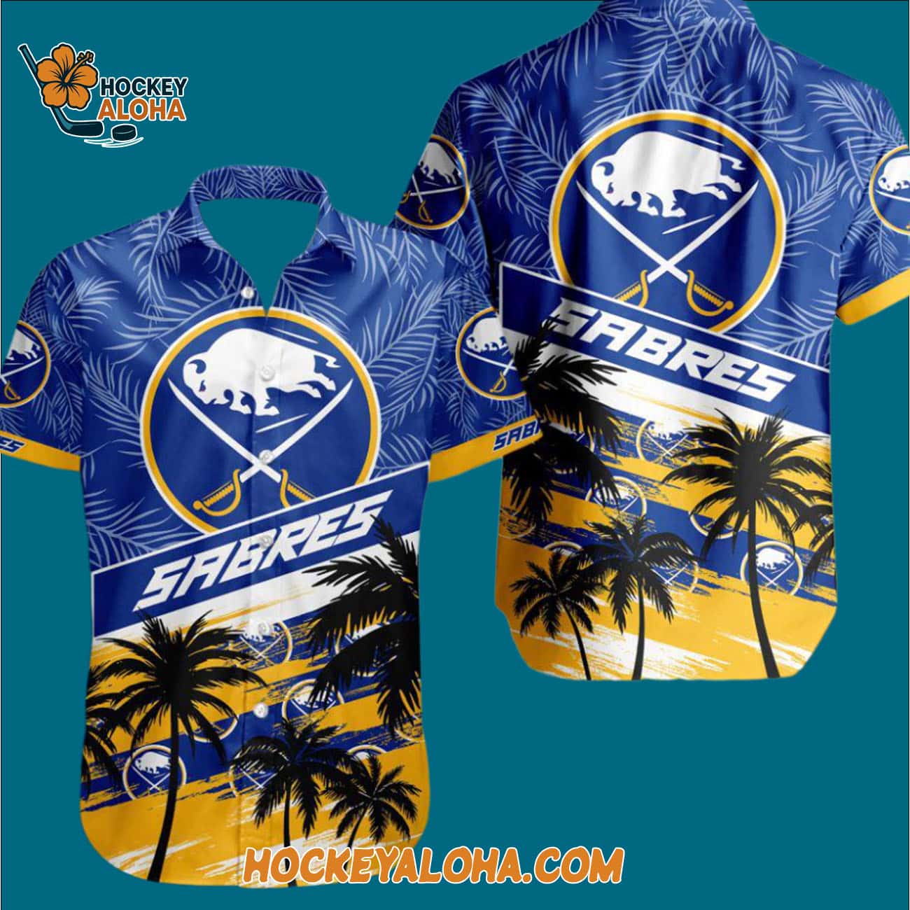 Buffalo Sabres Special Palm Tree Hawaiian Button Shirt Buffalo Sabres Special Palm Tree Hawaiian Button Shirt