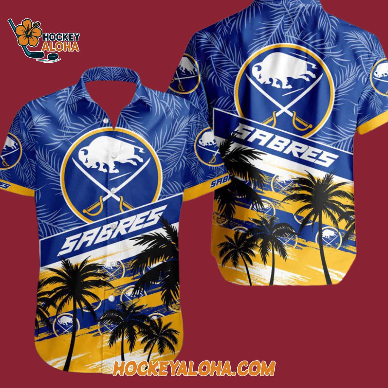 Buffalo Sabres Special Palm Tree Hawaiian Button Shirt Buffalo Sabres Special Palm Tree Hawaiian Button Shirt