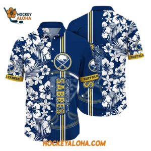 Buffalo Sabres Tropical Apricot Blossom Pattern Summer Hawaiian Shirt 1