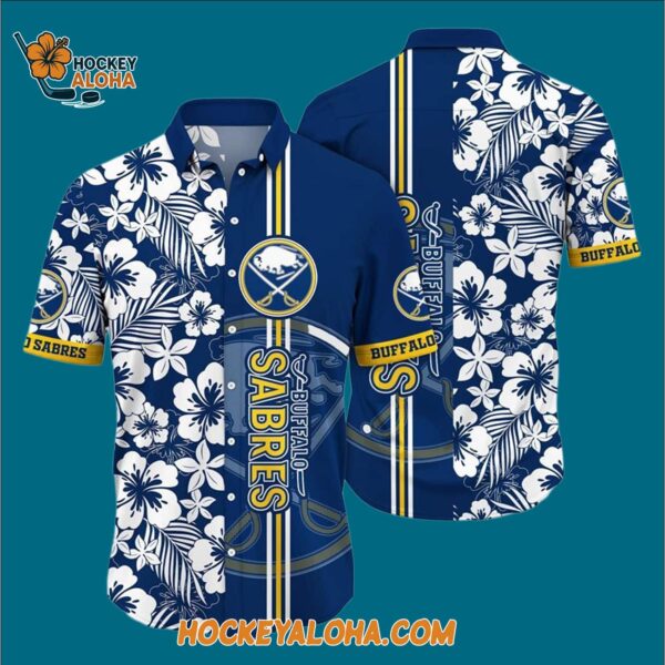 Buffalo Sabres Tropical Apricot Blossom Pattern Summer Hawaiian Shirt 3