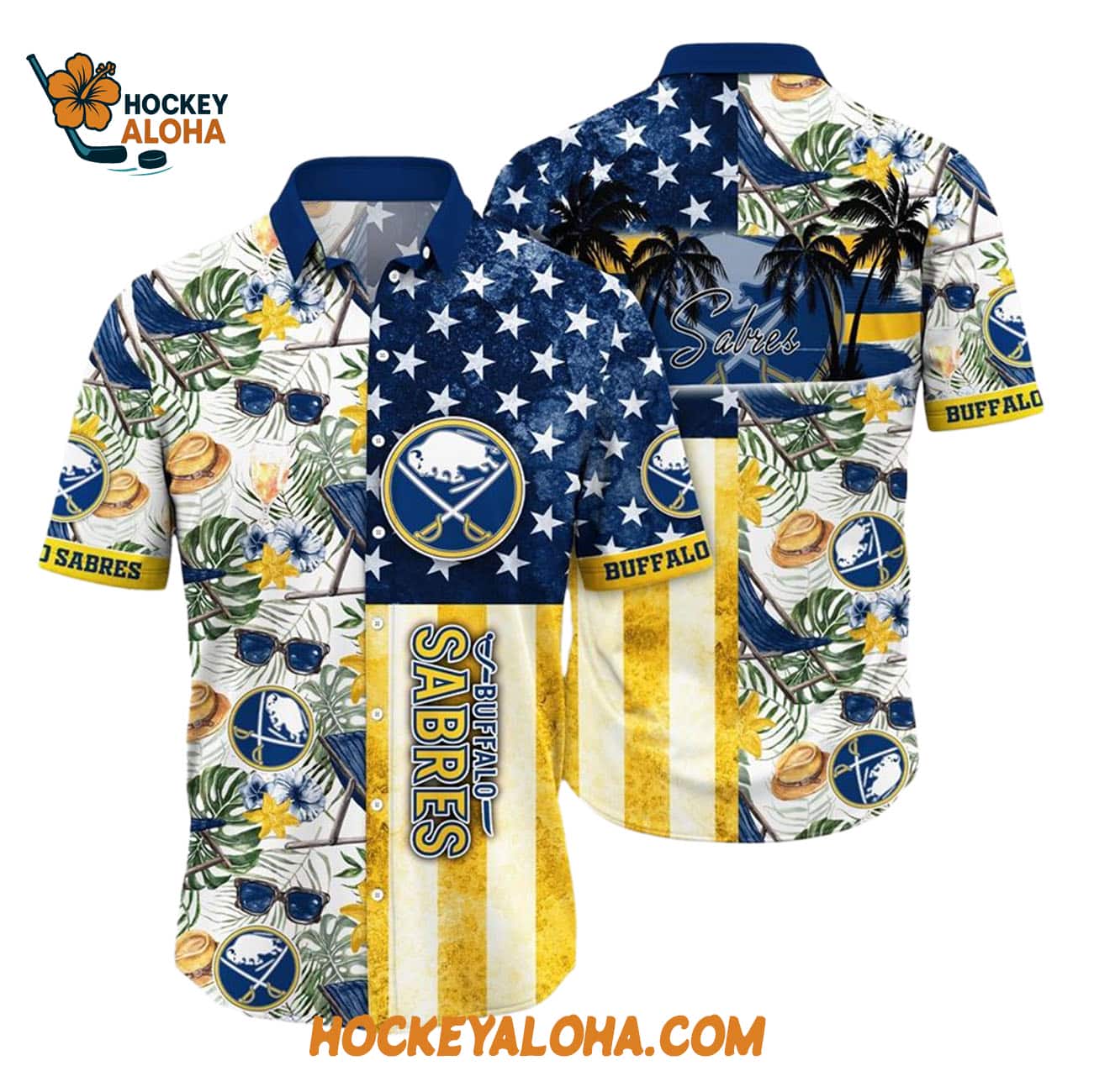 Buffalo Sabres Tropical Hat And Glasses Pattern Summer Hawaiian Shirt Buffalo Sabres Tropical Hat And Glasses Pattern Summer Hawaiian Shirt