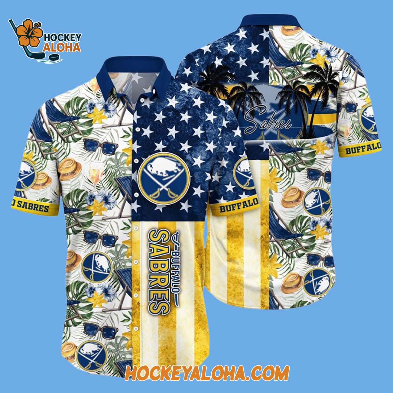 Buffalo Sabres Tropical Hat And Glasses Pattern Summer Hawaiian Shirt Buffalo Sabres Tropical Hat And Glasses Pattern Summer Hawaiian Shirt