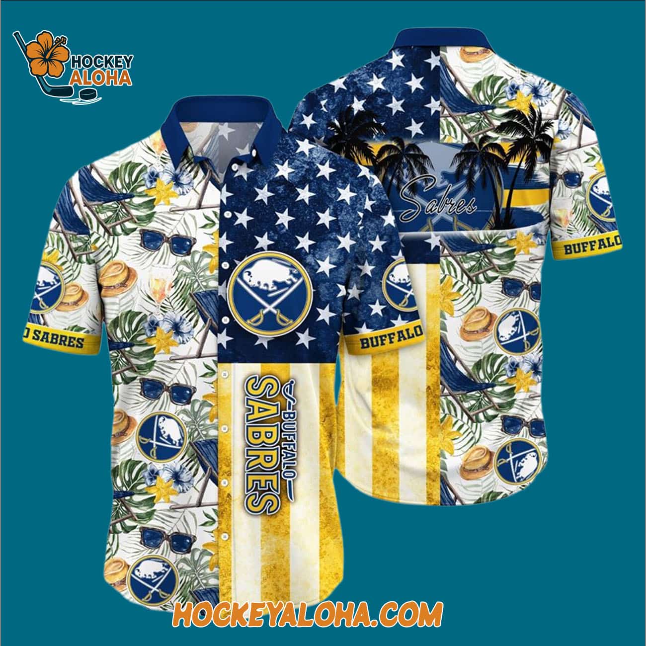 Buffalo Sabres Tropical Hat And Glasses Pattern Summer Hawaiian Shirt Buffalo Sabres Tropical Hat And Glasses Pattern Summer Hawaiian Shirt