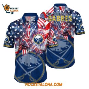 Buffalo Sabres With American Independence Day Pattern Summer Hawaiian Shirt 1