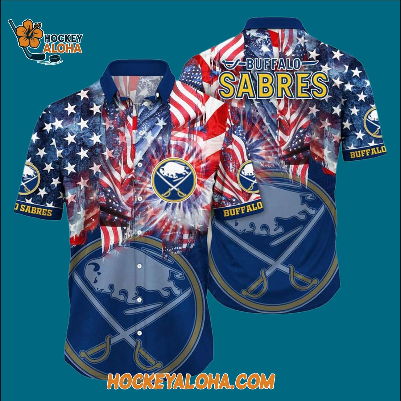 Buffalo Sabres With American Independence Day Pattern Summer Hawaiian Shirt Buffalo Sabres With American Independence Day Pattern Summer Hawaiian Shirt