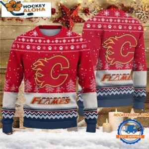 Calgary Flames Hockey Team Design New Christmas Ugly Sweater