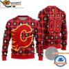 Calgary Flames Snow Tree Christmas Ugly Sweater Custom Name And Custom Number